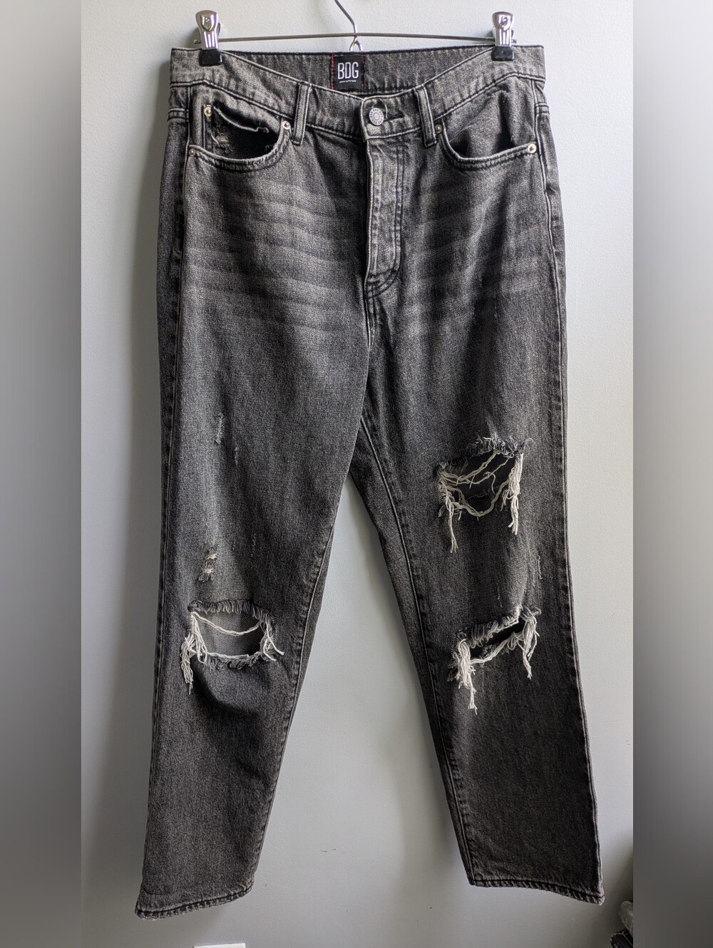 BDG Urban Outfitters Slim Straight Distressed High-Rise Gray Jeans Size 28